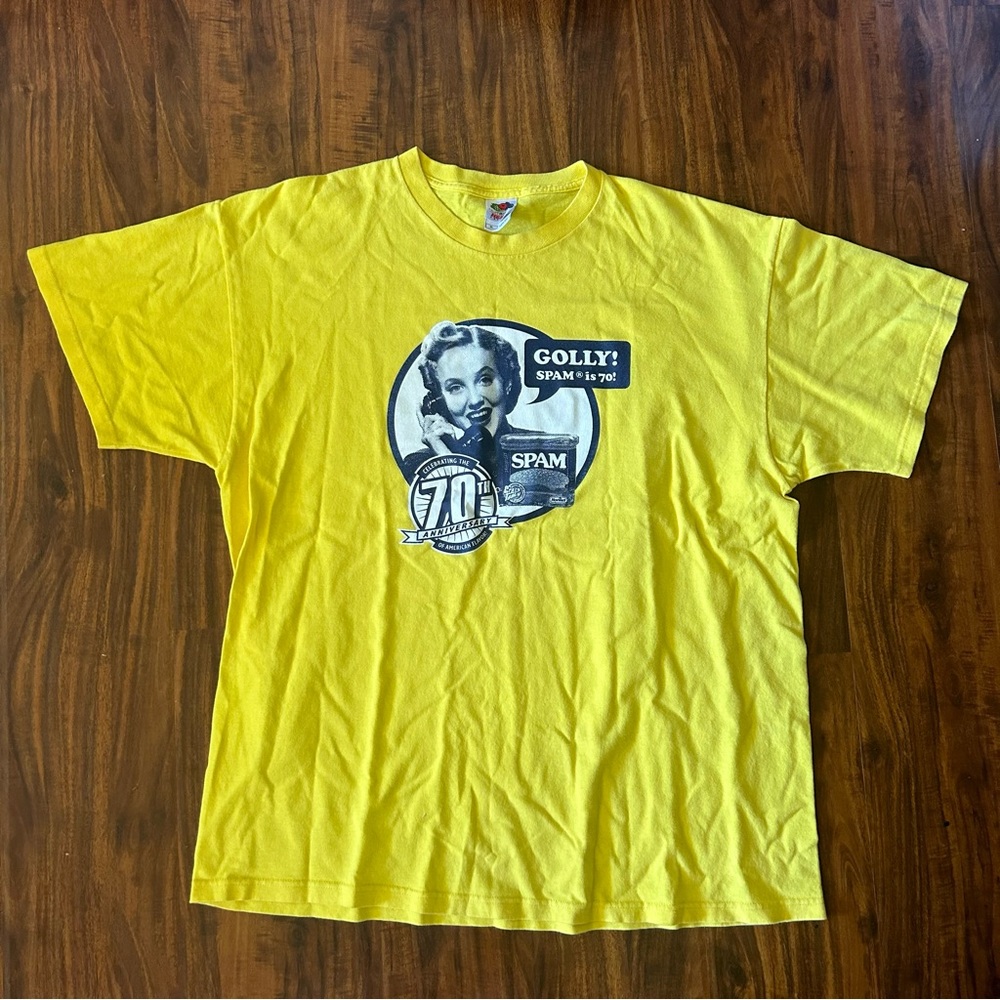 Y2K Vintage Retro Aesthetic Spam Neon Yellow Graphic Tee - Picture 10 of 12